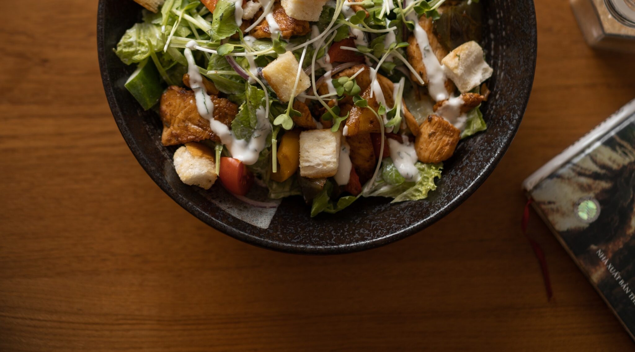 Croutons on salad